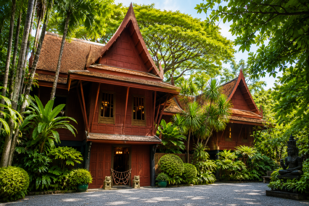 Jim Thompson House Bangkok with traditional Thai wooden architecture and lush tropical garden